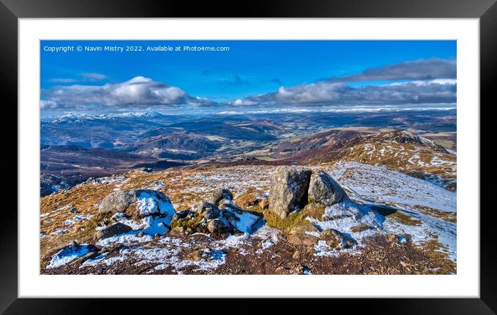 A view from the summit of Ben Vrackie Framed Mounted Print by Navin Mistry