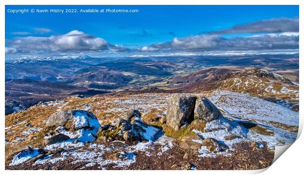 A view from the summit of Ben Vrackie Print by Navin Mistry