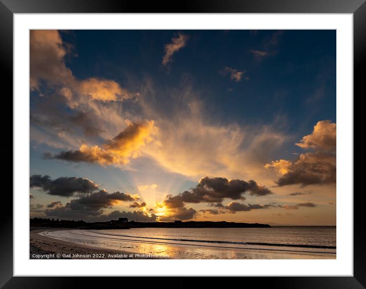 Sunset over Trearddur bay beach  Framed Mounted Print by Gail Johnson