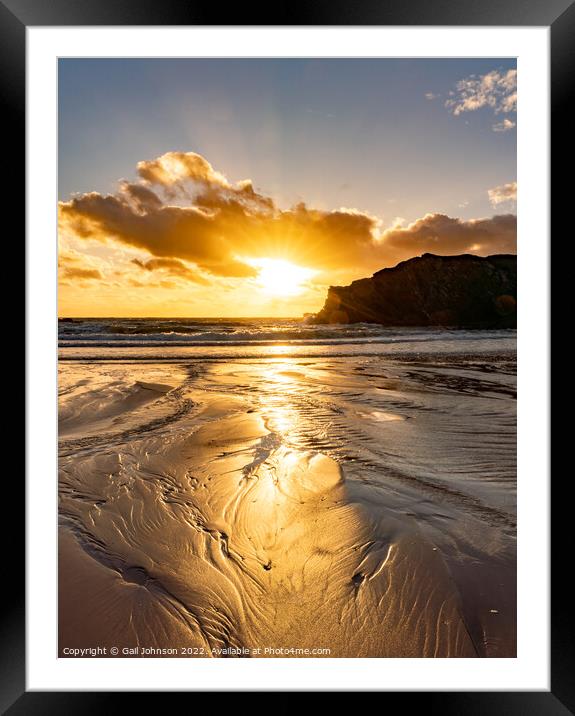 Sunset over Porth Daffach beach , Trearddur bay  , Isle of Anglesey  Framed Mounted Print by Gail Johnson