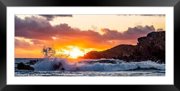 Sunset over Porth Daffach beach  Framed Mounted Print by Gail Johnson
