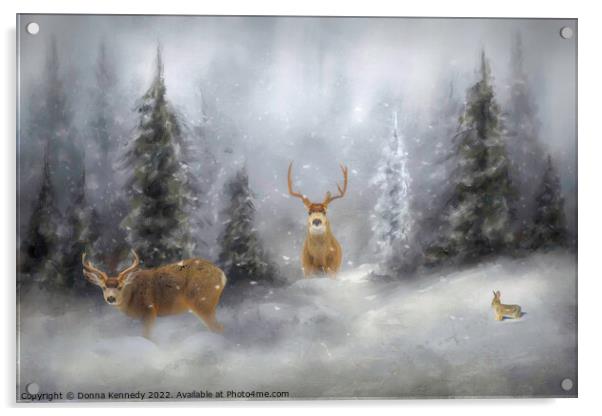 Winter Wildlife Acrylic by Donna Kennedy