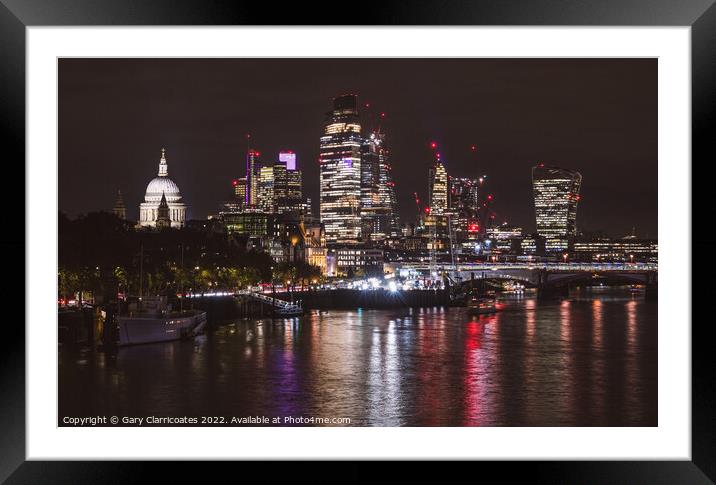 London at Night Framed Mounted Print by Gary Clarricoates