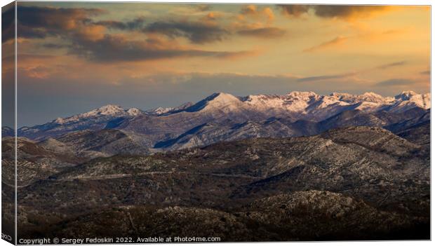 Dramatic sunset over mountains. Colorful sky. Canvas Print by Sergey Fedoskin