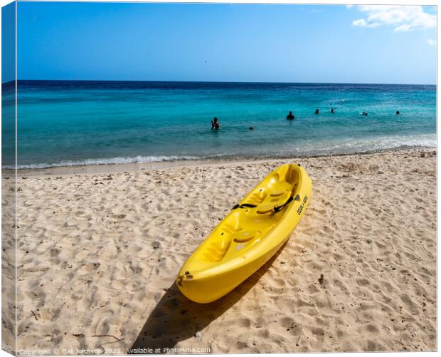 kayak on the beach  Canvas Print by Gail Johnson