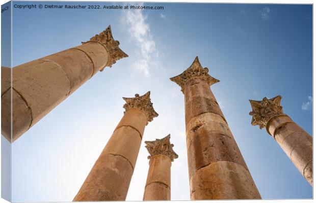 Artemis Temple Pillars in Gerasa, Jordan Canvas Print by Dietmar Rauscher