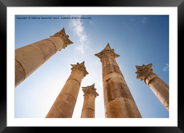 Artemis Temple Pillars in Gerasa, Jordan Framed Mounted Print by Dietmar Rauscher