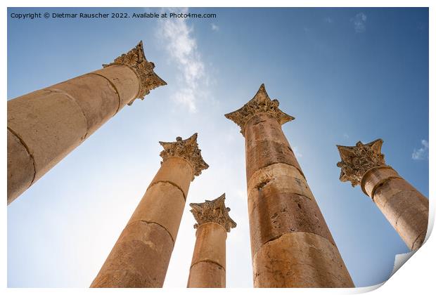 Artemis Temple Pillars in Gerasa, Jordan Print by Dietmar Rauscher