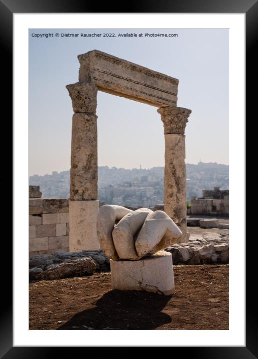 Hand of Hercules and Temple in Amman, Jordan Framed Mounted Print by Dietmar Rauscher