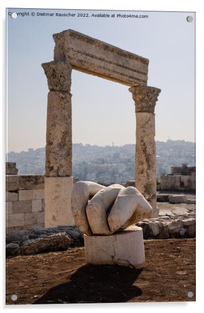 Hand of Hercules and Temple in Amman, Jordan Acrylic by Dietmar Rauscher