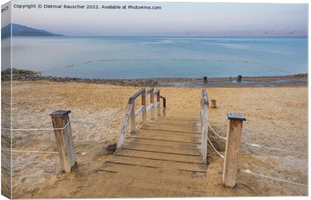 Dead Sea Beach in the Early Morning Canvas Print by Dietmar Rauscher