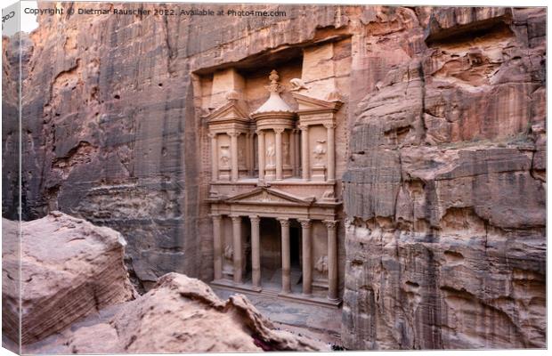 Treasury or Khazne al-Firaun Detail in Petra Canvas Print by Dietmar Rauscher