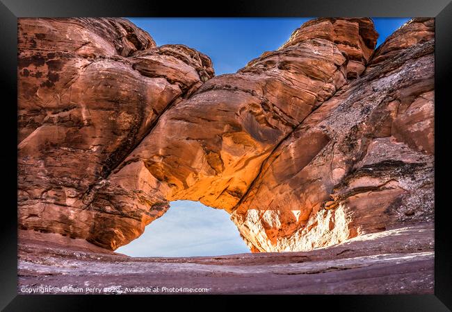 Twisted Doughnut Arch Rock Canyon Arches National  Framed Print by William Perry