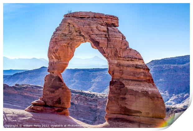 Delicate Arch Rainbow Rock Canyon Arches National  Print by William Perry