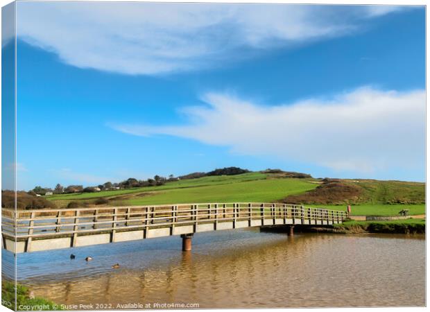 Bridge over the River Char at Charmouth Canvas Print by Susie Peek