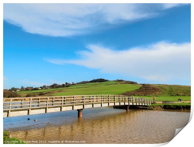 Bridge over the River Char at Charmouth Print by Susie Peek