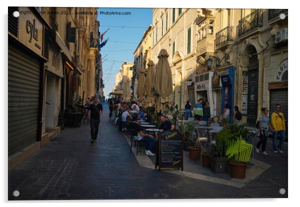 Sunday evening dining in Valletta Acrylic by Jim Jones