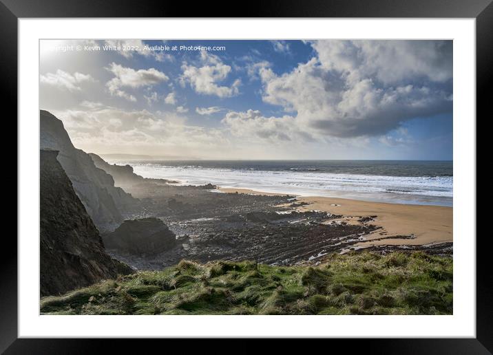 Sandymouth rugged coastline Framed Mounted Print by Kevin White
