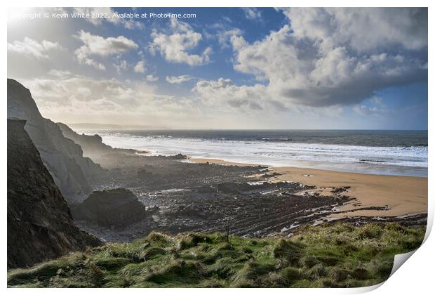 Sandymouth rugged coastline Print by Kevin White