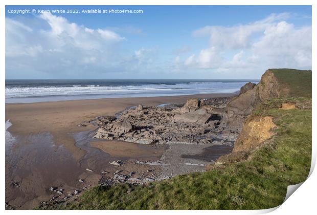 Sandymouth coastline in November Print by Kevin White