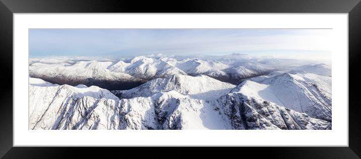Aonach Eagach Ridge and Ben Nevis Aerial Glencoe scotland Framed Mounted Print by Sonny Ryse