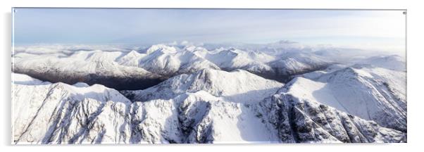Aonach Eagach Ridge and Ben Nevis Aerial Glencoe scotland Acrylic by Sonny Ryse