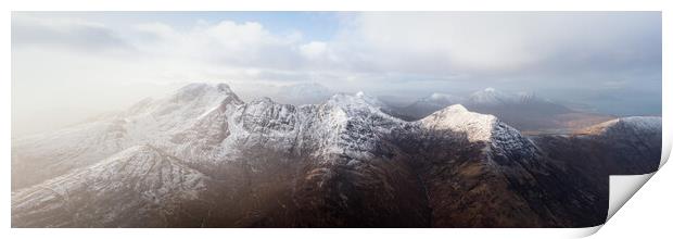 Bla Bheinn Mountain Aerial The Cuillins Isle of Sky Scotland Print by Sonny Ryse