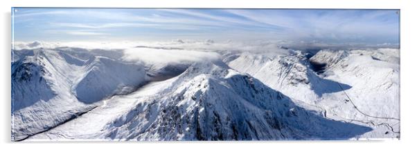 Buachaille Etive Mòr Stob Dearg mountain aerial Glencoe Scotland Acrylic by Sonny Ryse
