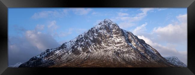 Buachaille Etive Mòr Stob Dearg mountain in snow Glencoe Scotland Framed Print by Sonny Ryse