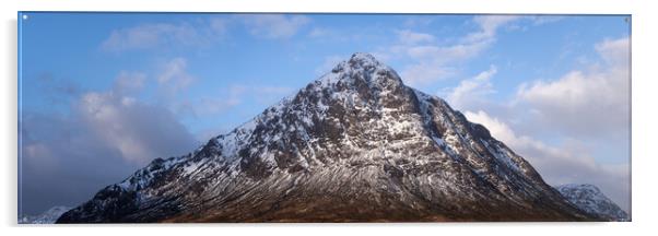 Buachaille Etive Mòr Stob Dearg mountain in snow Glencoe Scotland Acrylic by Sonny Ryse