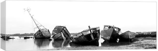 Fishing Boats Shipwrecks Black and white Canvas Print by Sonny Ryse