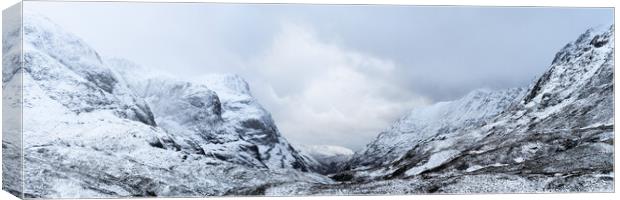 Glen Coe Glencoe Valley and Three sisters mountains in Winter Sc Canvas Print by Sonny Ryse