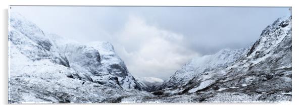 Glen Coe Glencoe Valley and Three sisters mountains in Winter Sc Acrylic by Sonny Ryse