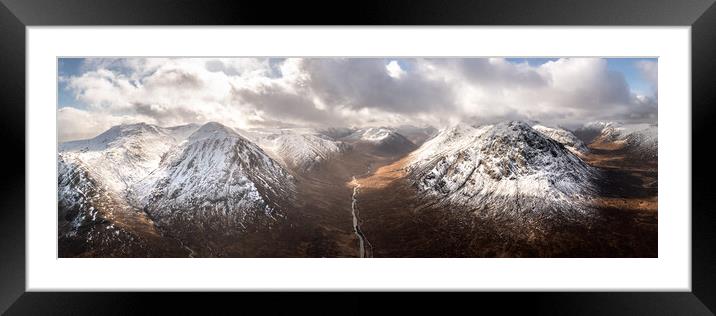 Glen Etive valley skyfall road in winter snow scottish highlands Framed Mounted Print by Sonny Ryse