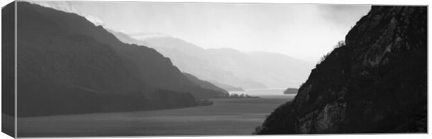 Loch Maree Black and white Wester Ross Highlands scotland Canvas Print by Sonny Ryse