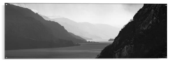Loch Maree Black and white Wester Ross Highlands scotland Acrylic by Sonny Ryse