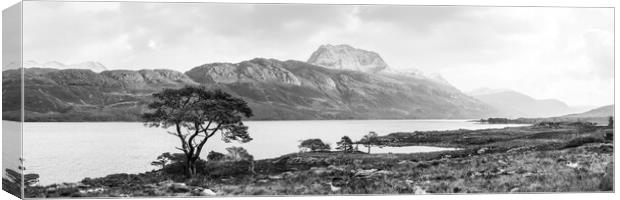 Loch Maree Slioch mountain Wester Ross Highlands scotland Black  Canvas Print by Sonny Ryse