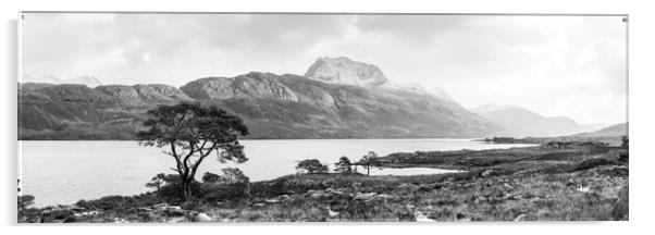 Loch Maree Slioch mountain Wester Ross Highlands scotland Black  Acrylic by Sonny Ryse