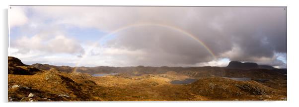 Loch Sionascaig Rainbow highlands scotland Acrylic by Sonny Ryse