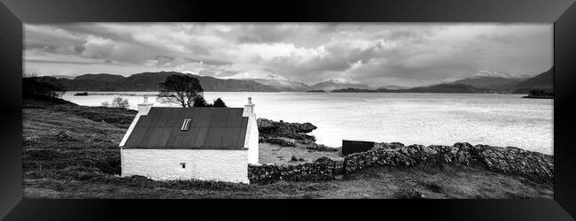 Loch Torridon Cottage Black and white scottish highlands Framed Print by Sonny Ryse