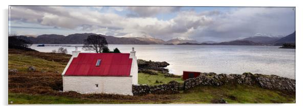 Loch Torridon Red Roof Cottage scottish highlands Acrylic by Sonny Ryse
