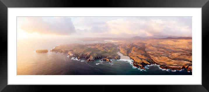 Mangersta Beach and Rocky coast Aerial Isle of Lewis Scotland Framed Mounted Print by Sonny Ryse