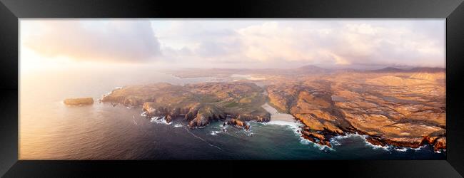 Mangersta Beach and Rocky coast Aerial Isle of Lewis Scotland Framed Print by Sonny Ryse