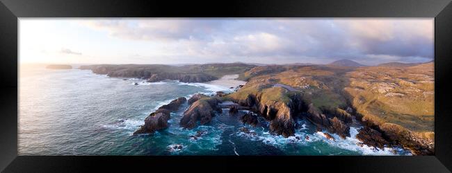 Mangersta Beach and Rocky coast Aerial Isle of Lewis Outer Hebrides Scotland Framed Print by Sonny Ryse