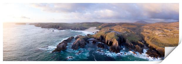 Mangersta Beach and Rocky coast Aerial Isle of Lewis Outer Hebrides Scotland Print by Sonny Ryse