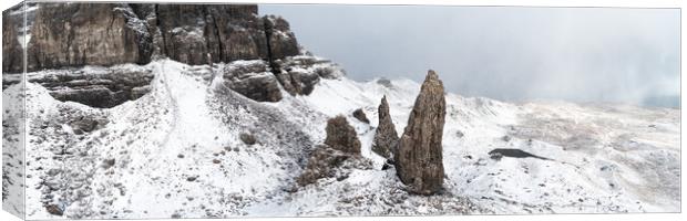 Old Man of Storr in winter Aerial Isle of Skye Canvas Print by Sonny Ryse