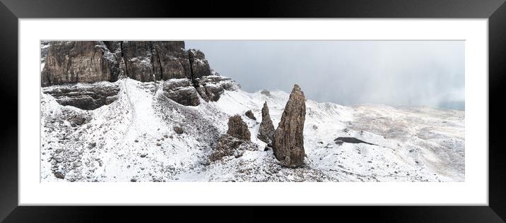 Old Man of Storr in winter Aerial Isle of Skye Framed Mounted Print by Sonny Ryse