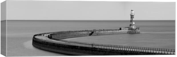 Roker Pier Lighthouse Black and white Canvas Print by Sonny Ryse