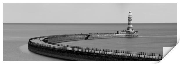 Roker Pier Lighthouse Black and white Print by Sonny Ryse