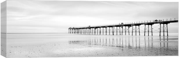 Saltburn Pier Redcar and cleveland Black and white Canvas Print by Sonny Ryse